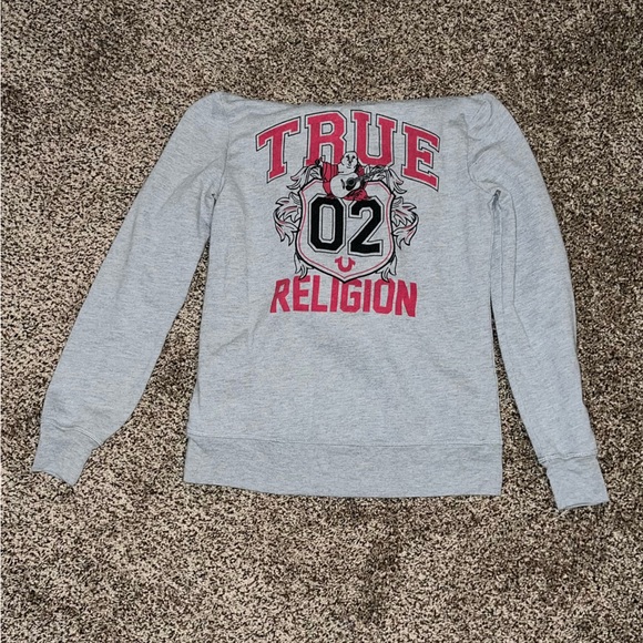 Gray Small True Religion Half Zip Hoodie - Picture 4 of 5